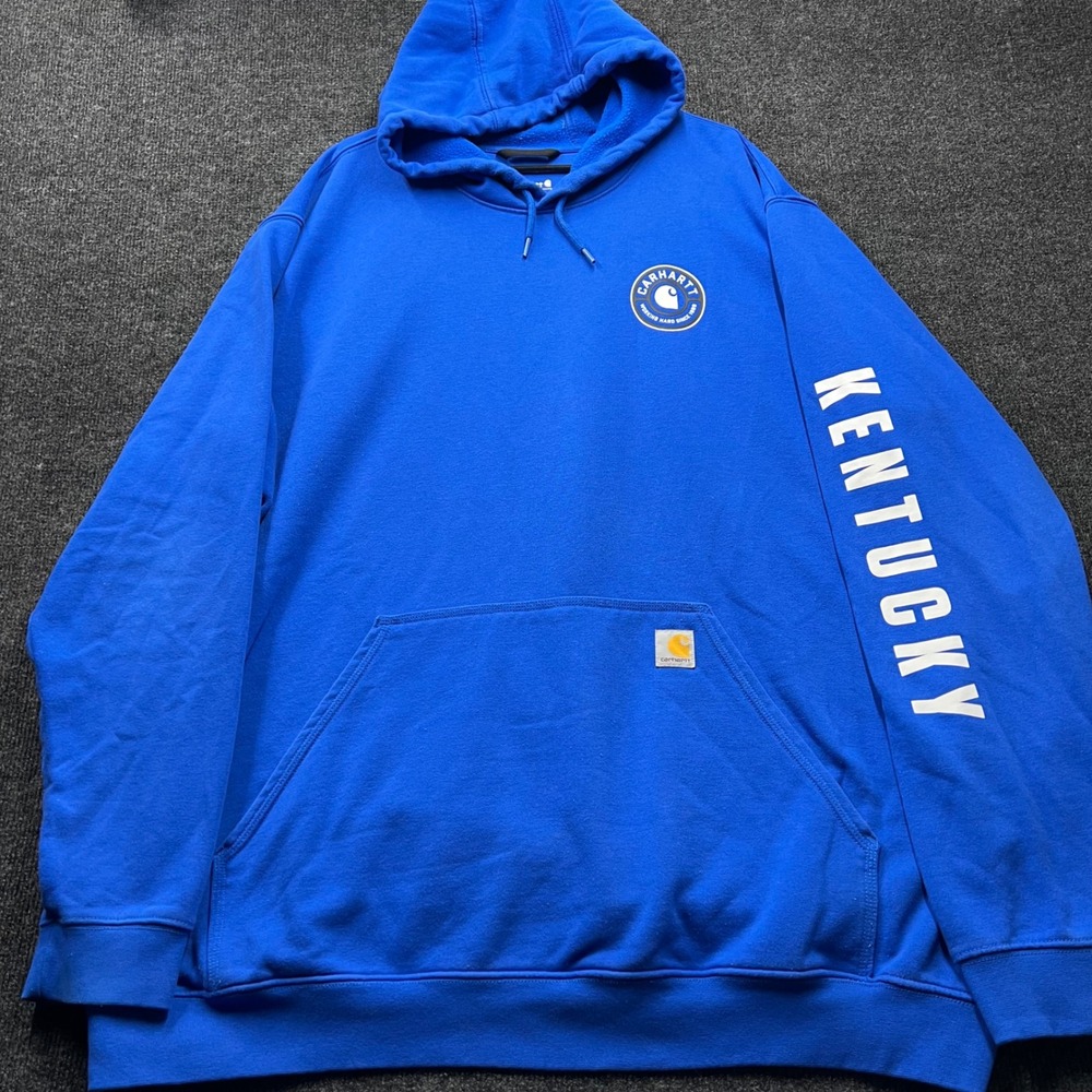Carhartt Mens 3XL Tall Blue Kentucky Sleeve Graphic Hoodie TS7354-M Loose Fit